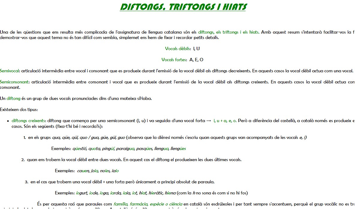 Diftongs, triftongs i hiats | Recurso educativo 34989