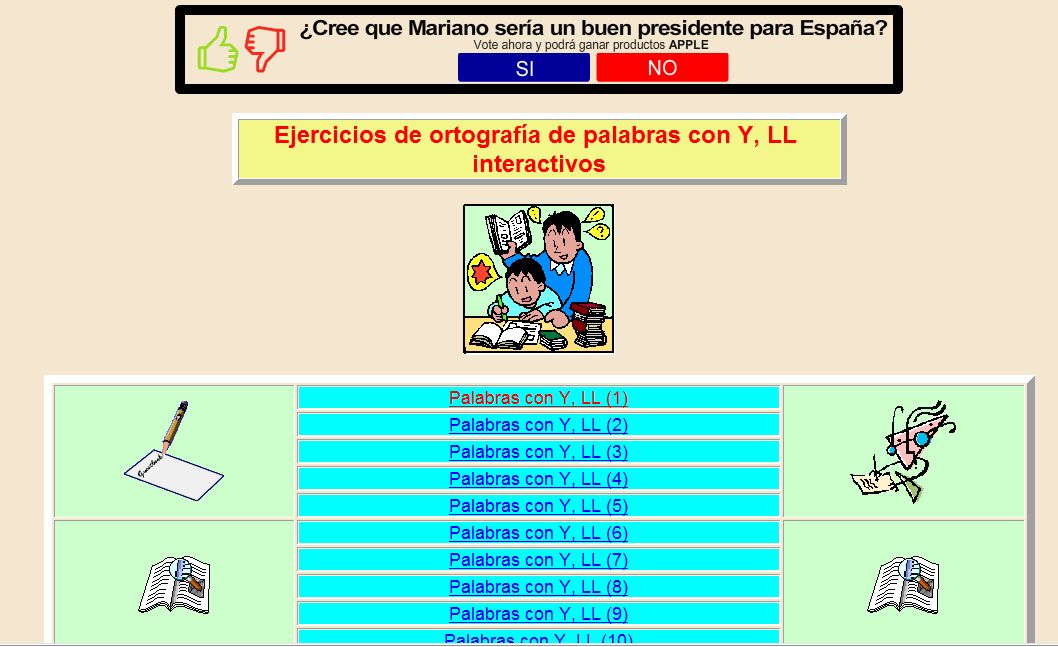 Ejercicios de ortografía de palabras con Y, LL | Recurso educativo 36240