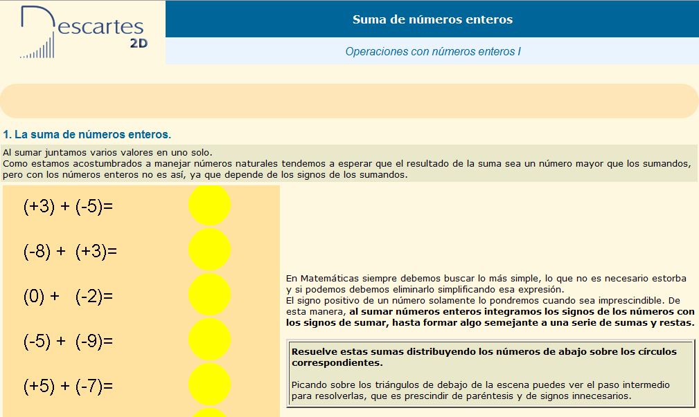 Suma de números enteros | Recurso educativo 36627