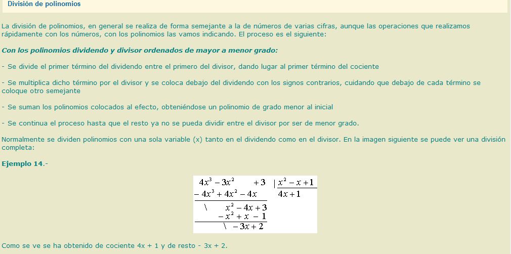 División de polinomios | Recurso educativo 36790