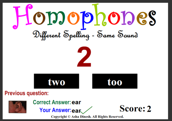 Game: Homophones | Recurso educativo 43059