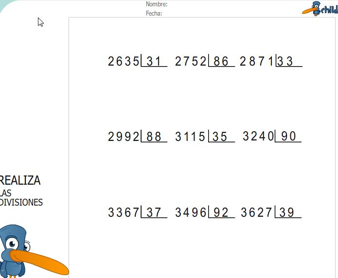 Fichas de divisiones | Recurso educativo 43974