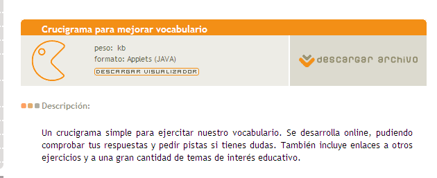 Crucigrama para mejorar vocabulario | Recurso educativo 44128