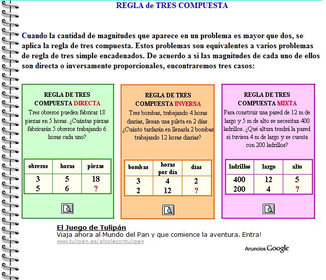 Regla de tres compuesta | Recurso educativo 44776