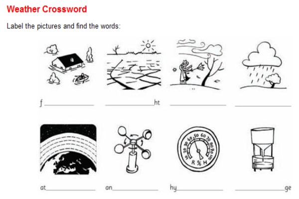 Weather crossword | Recurso educativo 45553