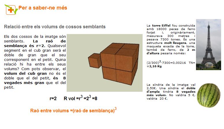 Relació entre els volums de cossos semblants | Recurso educativo 45811