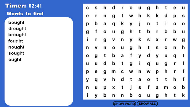 Wordsearch '-ought' game | Recurso educativo 65823