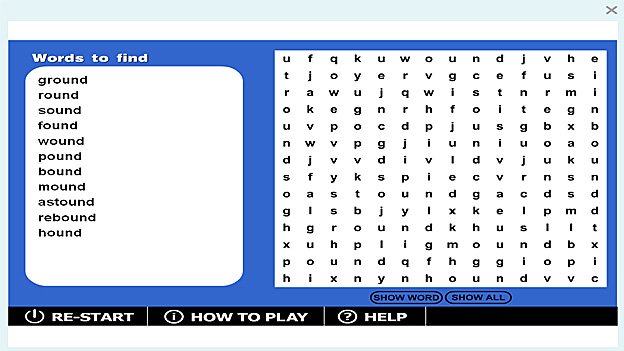 Wordsearch '-ound' game | Recurso educativo 65828