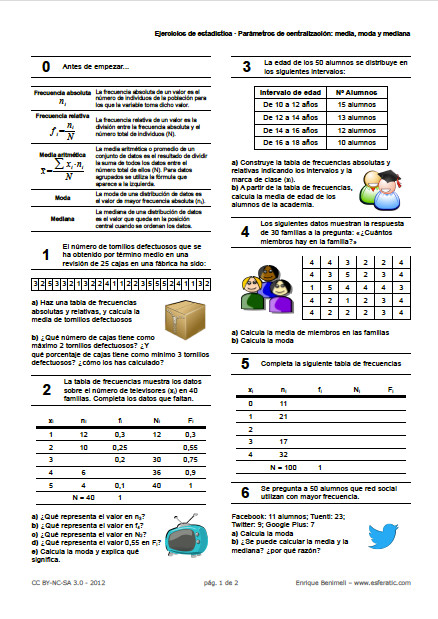 5 vídeotutoriales y 12 ejercicios de estadística: cálculo de la media, la moda y la mediana | Esfera TIC | Recurso educativo 90535