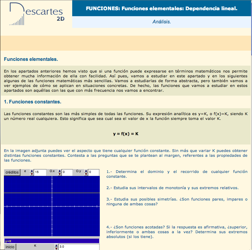 Funciones elementales: 1 Funciones constantes. 2. Funciones polifónicas de primer grado. Dependencia lineal | Recurso educativo 92159