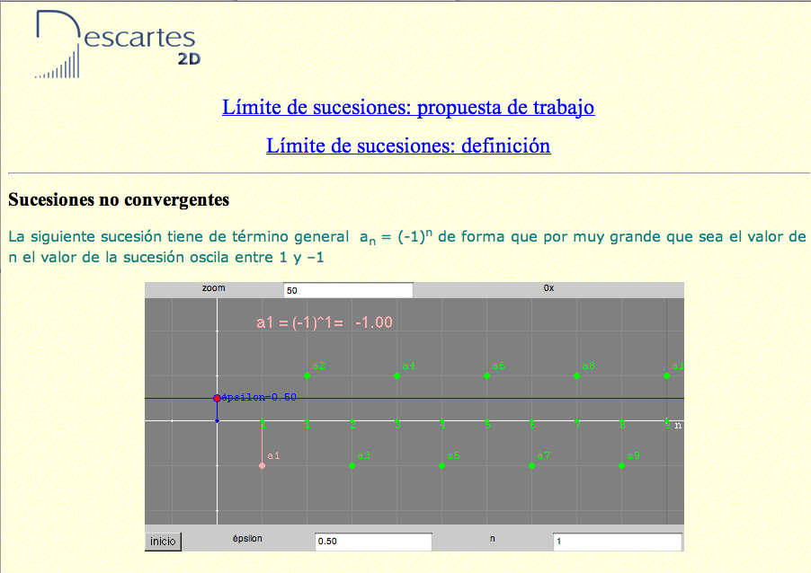 Límite de sucesiones: Propuesta de trabajo. Definición. | Recurso educativo 53398