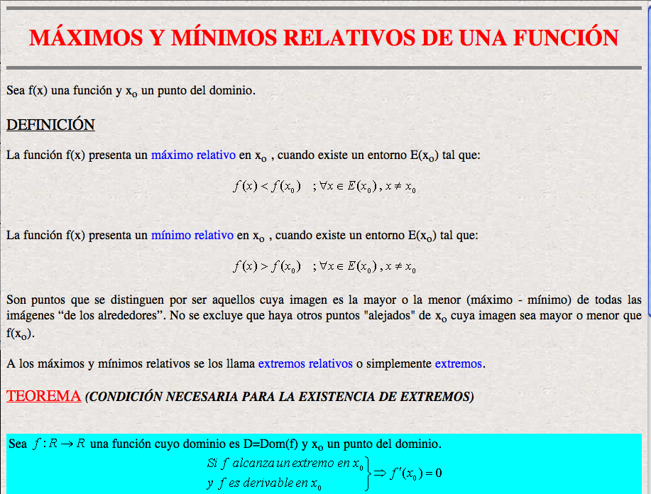 Máximo y mínimos relativos de una función | Recurso educativo 92229