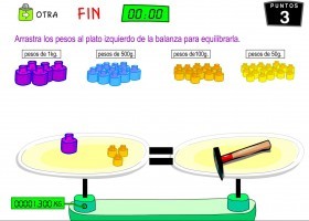 Juego para equilibrar pesas con balanzas | Recurso educativo 730394